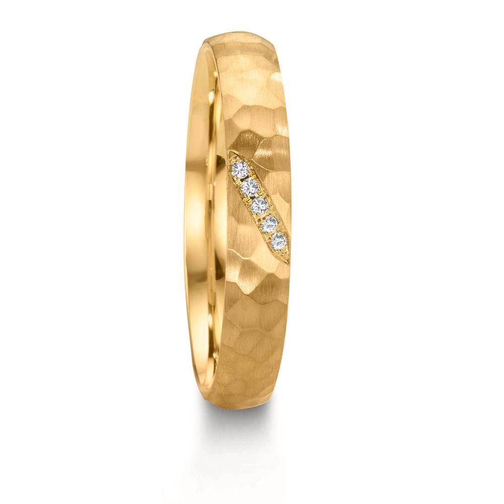 Wedding Ring 18k Yellow Gold Diamond 0.02 ct, 4 Stones, w-si