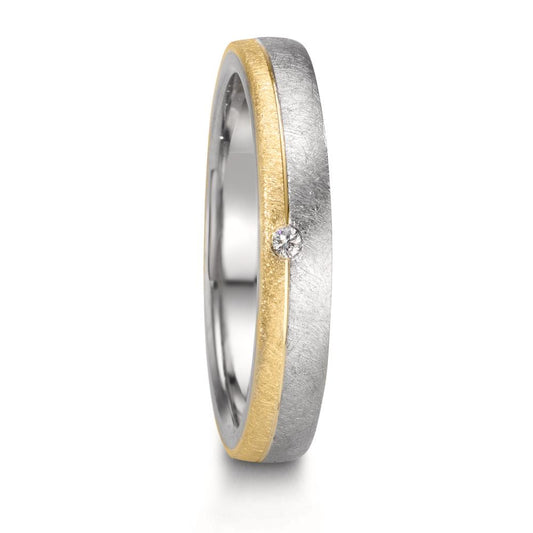 Wedding Ring Stainless steel, 9k Yellow Gold Diamond 0.015 ct, w-si