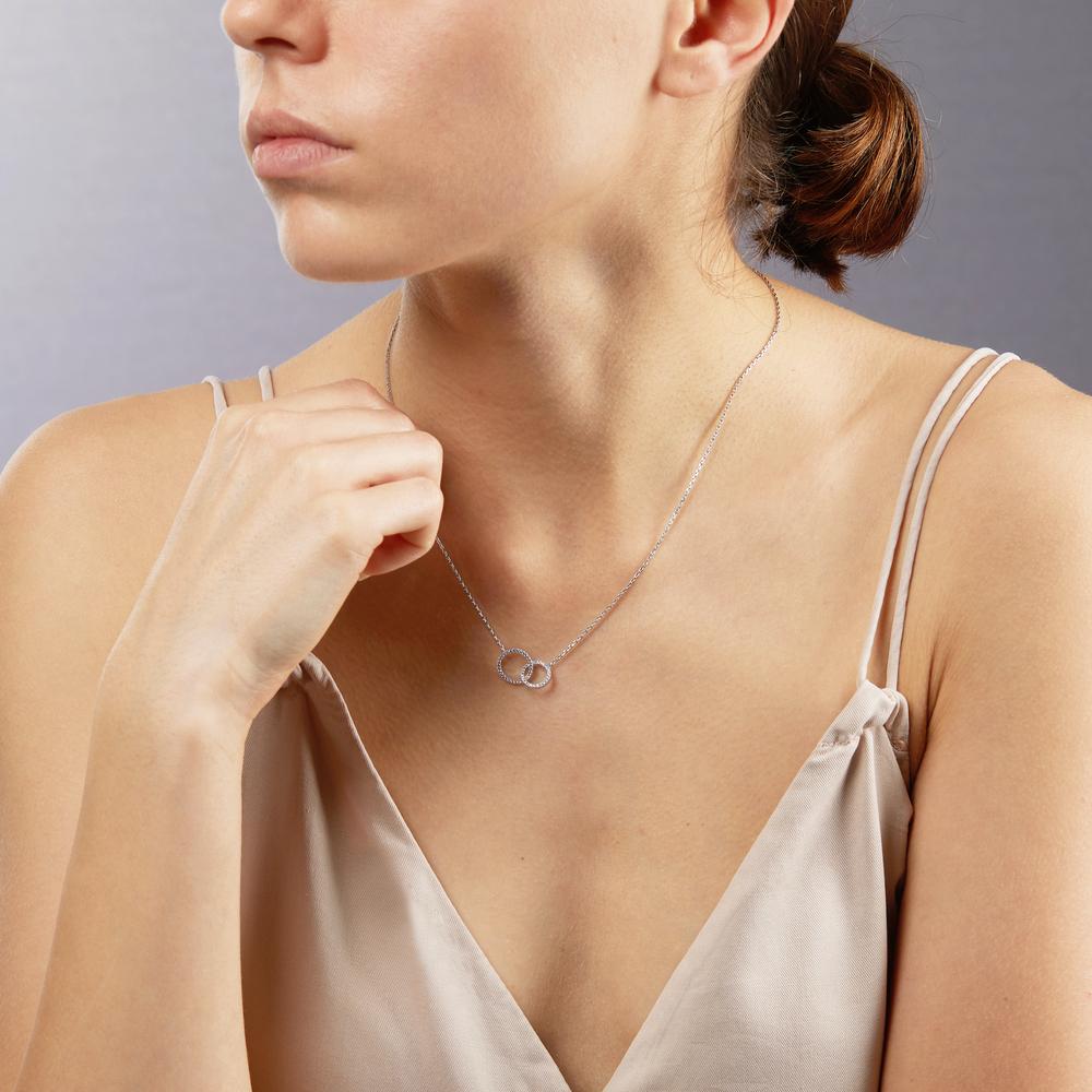 Necklace Silver Zirconia Rhodium plated 40-42 cm