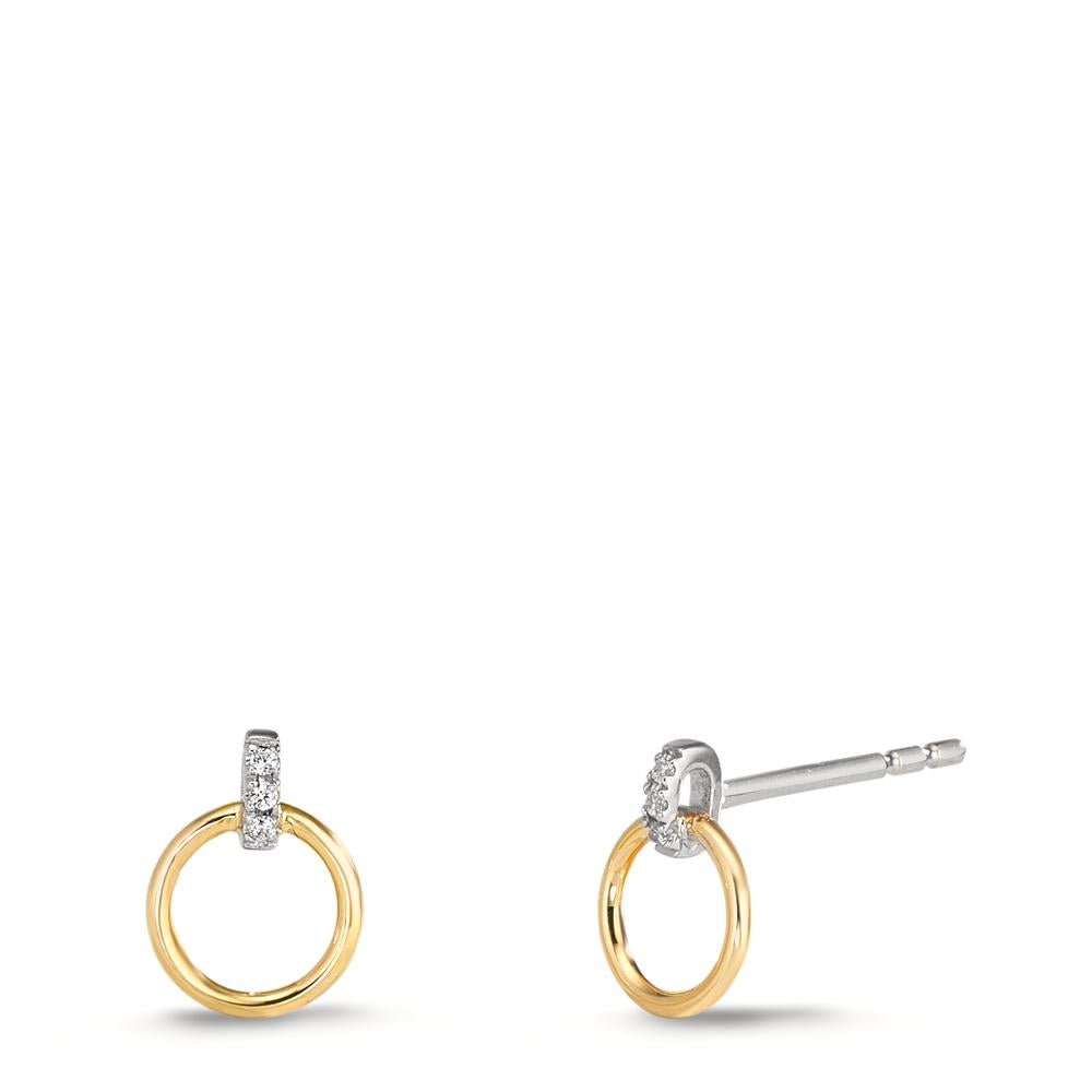 Stud earrings 9k Yellow Gold, 9k White Gold Zirconia 6 Stones
