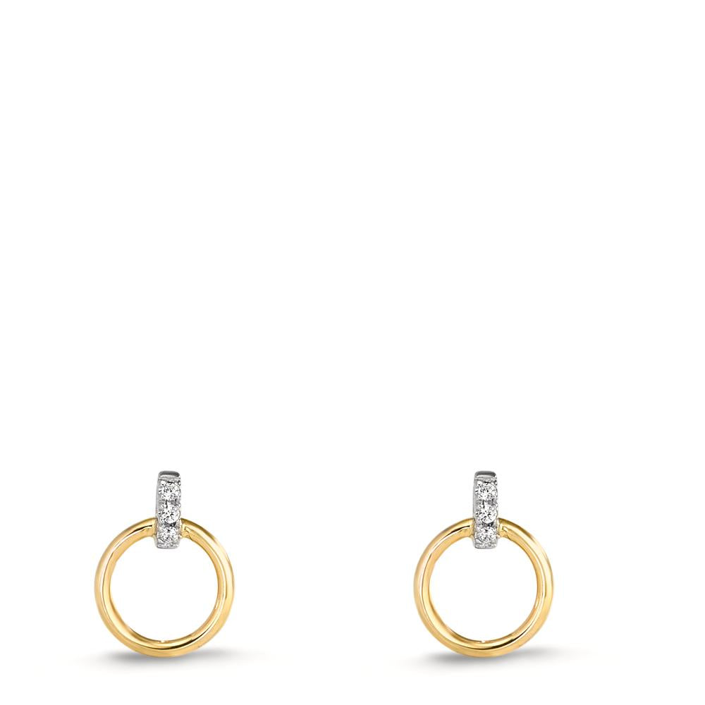 Stud earrings 9k Yellow Gold, 9k White Gold Zirconia 6 Stones