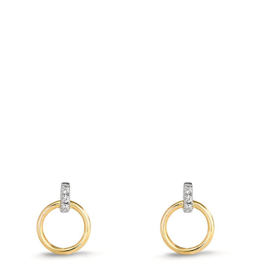 Stud earrings 9k Yellow Gold, 9k White Gold Zirconia 6 Stones