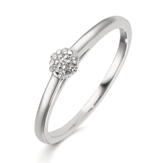 Ring 18k White Gold Diamond 0.06 ct, 7 Stones, w-si