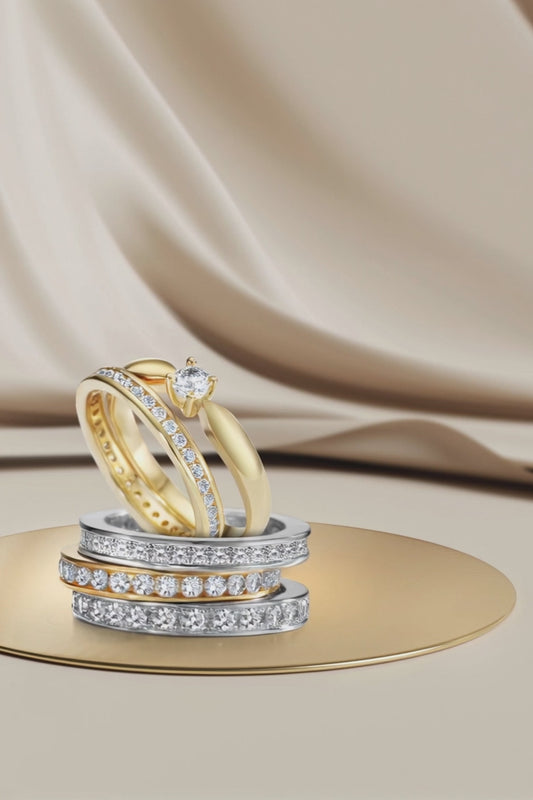 Memory ring 18k Yellow Gold Diamond 0.50 ct, 38 Stones, w-si